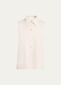 VinceSleeveless Buttoned Poplin Top