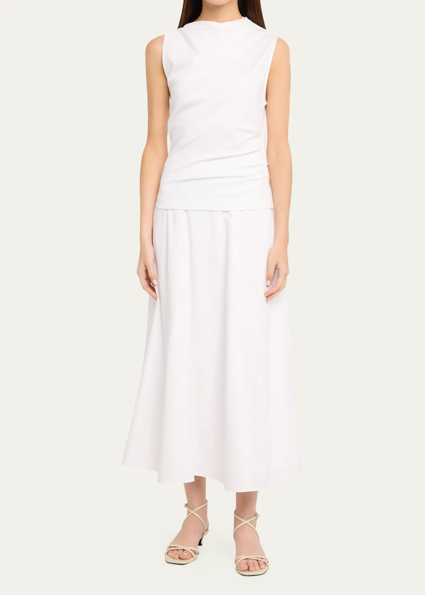 VinceSleeveless Draped Pima Cotton Top