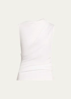 VinceSleeveless Draped Pima Cotton Top