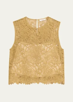 VinceSleeveless Floral Lace Top