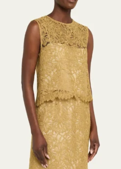 VinceSleeveless Floral Lace Top