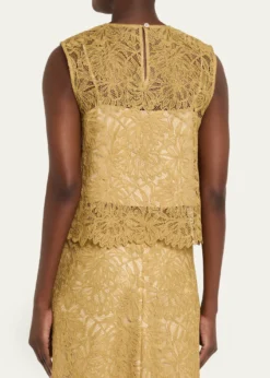VinceSleeveless Floral Lace Top
