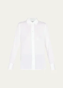 VinceSlim-Fit Long-Sleeve Stretch-Silk Blouse