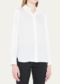 VinceSlim-Fit Long-Sleeve Stretch-Silk Blouse
