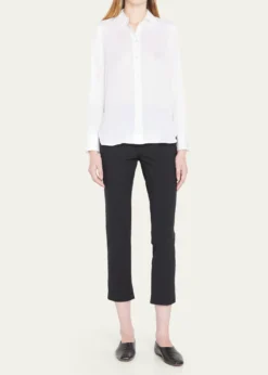 VinceSlim-Fit Long-Sleeve Stretch-Silk Blouse