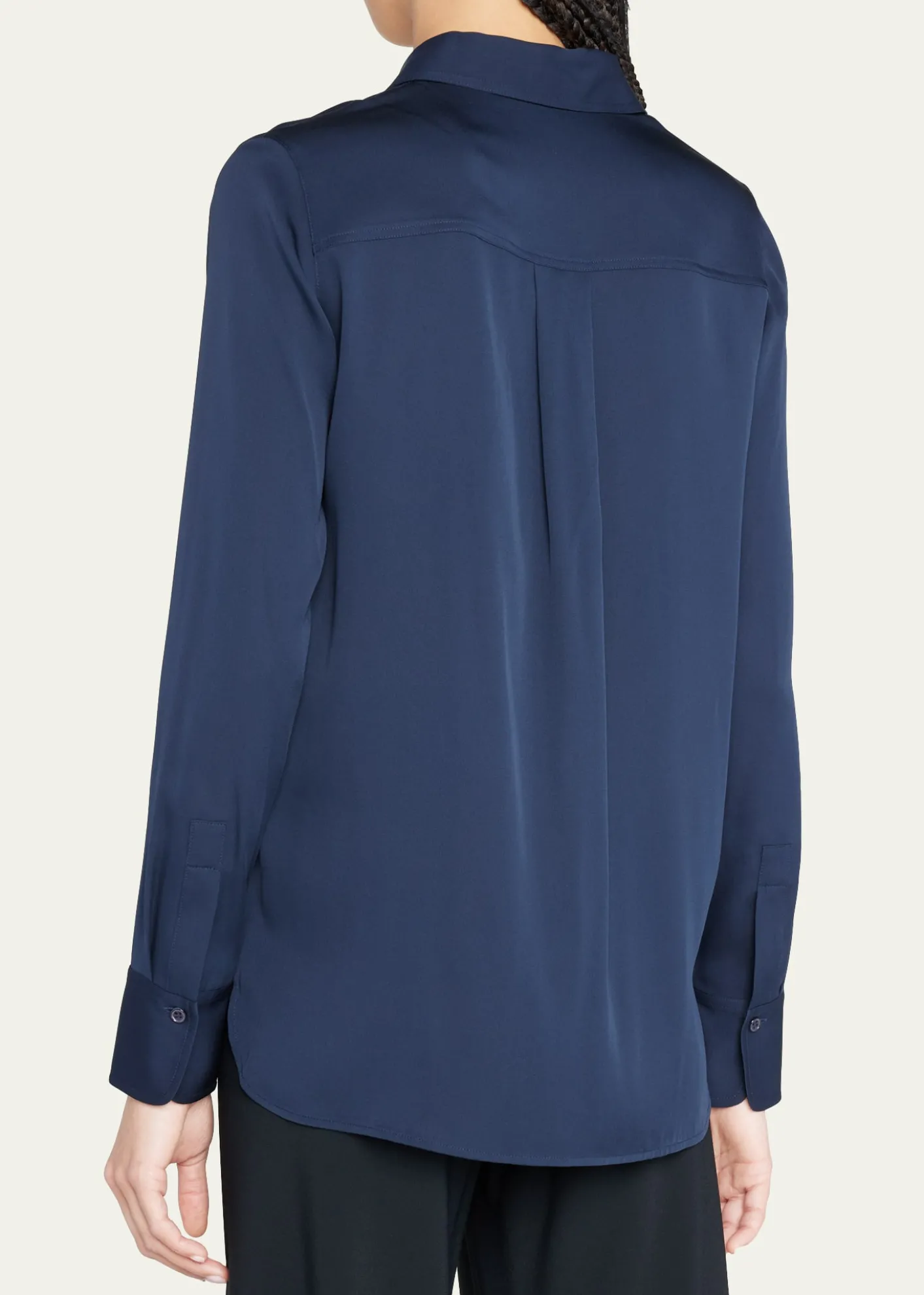 VinceSlim-Fit Long-Sleeve Stretch-Silk Blouse