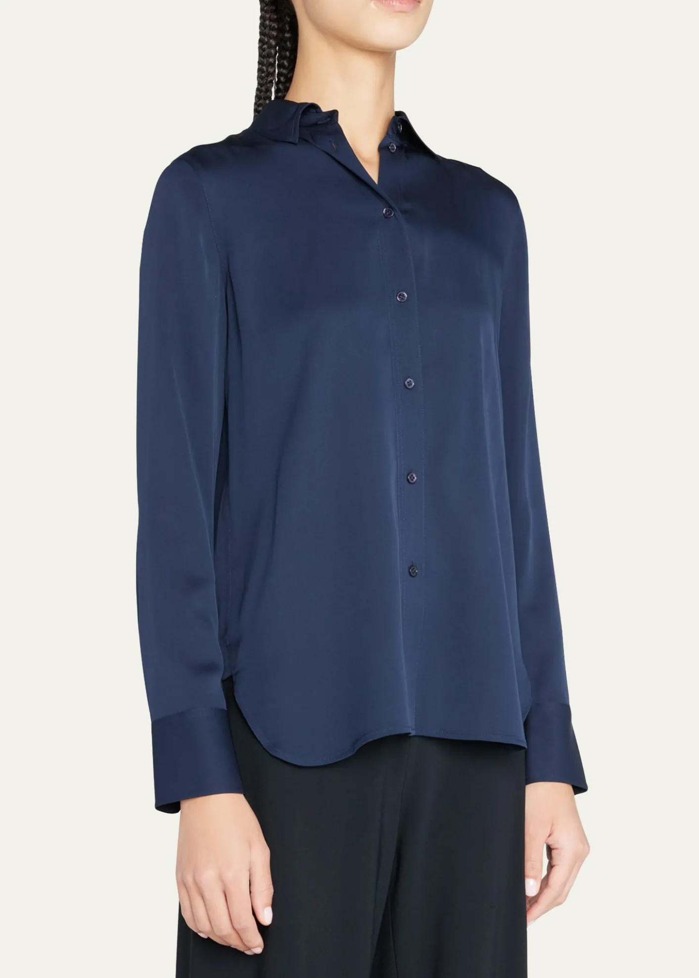 VinceSlim-Fit Long-Sleeve Stretch-Silk Blouse