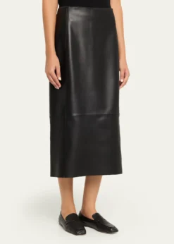 VinceStraight Leather Skirt