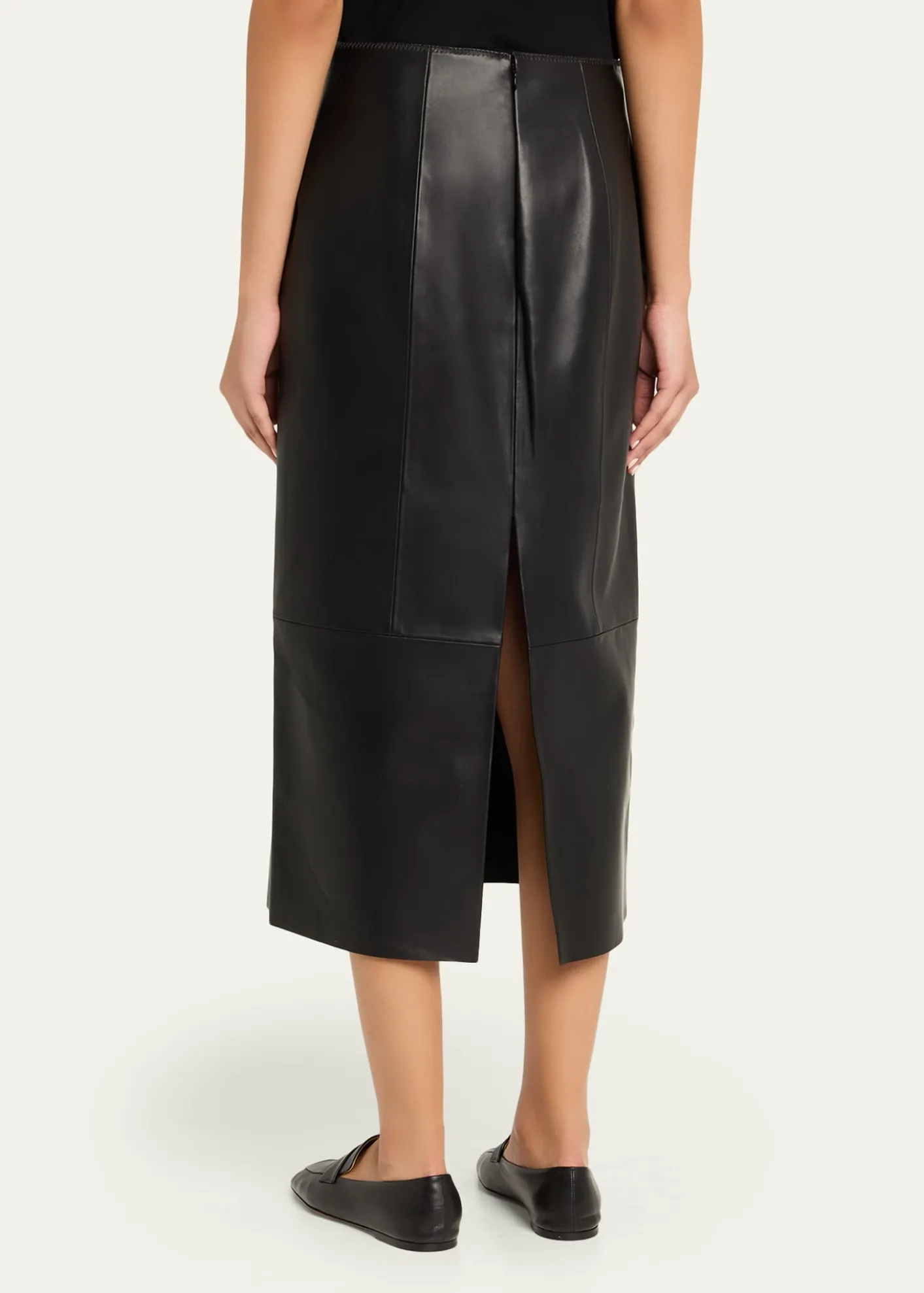VinceStraight Leather Skirt