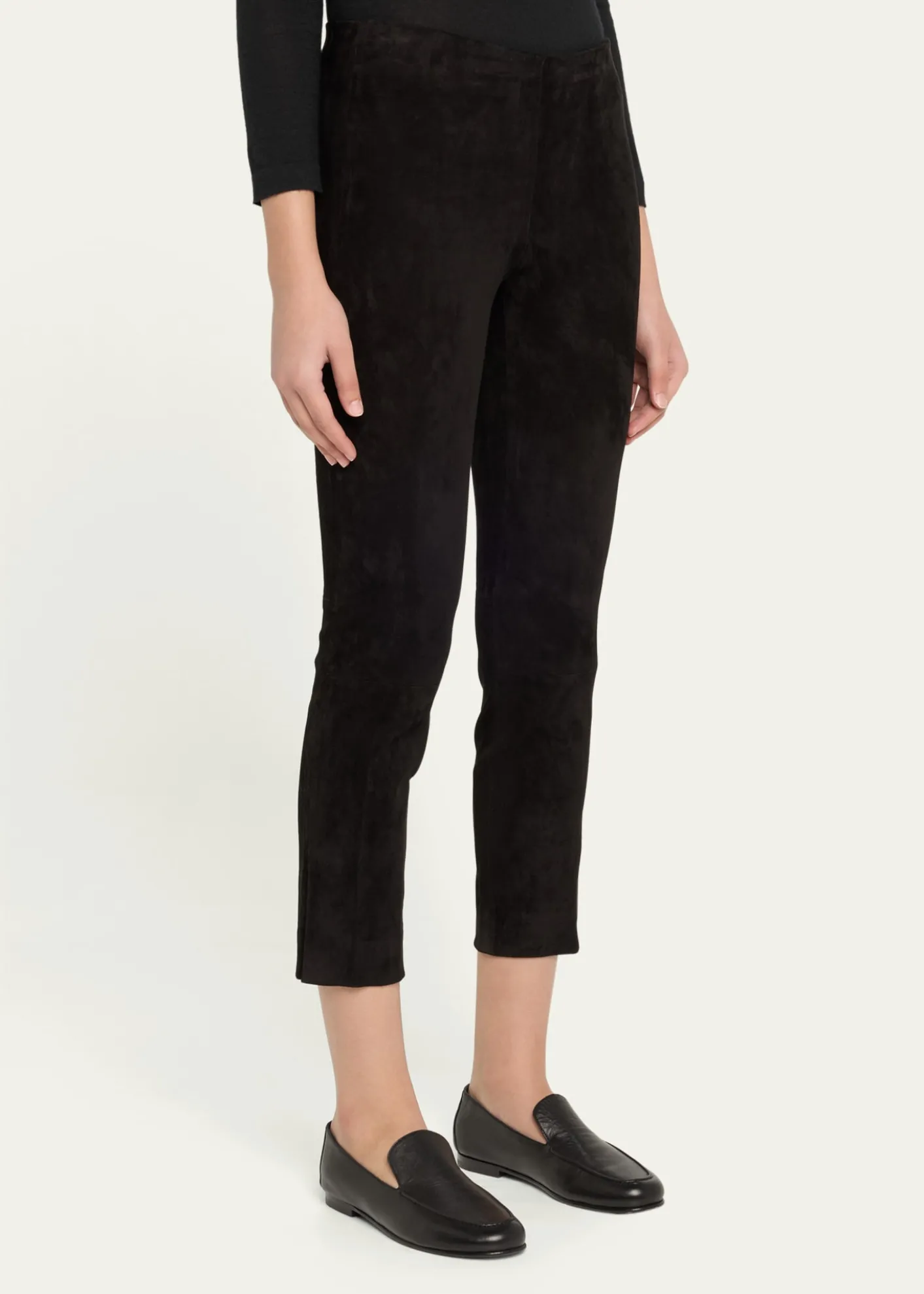 VinceStretch-Suede Split Hem Crop Pants