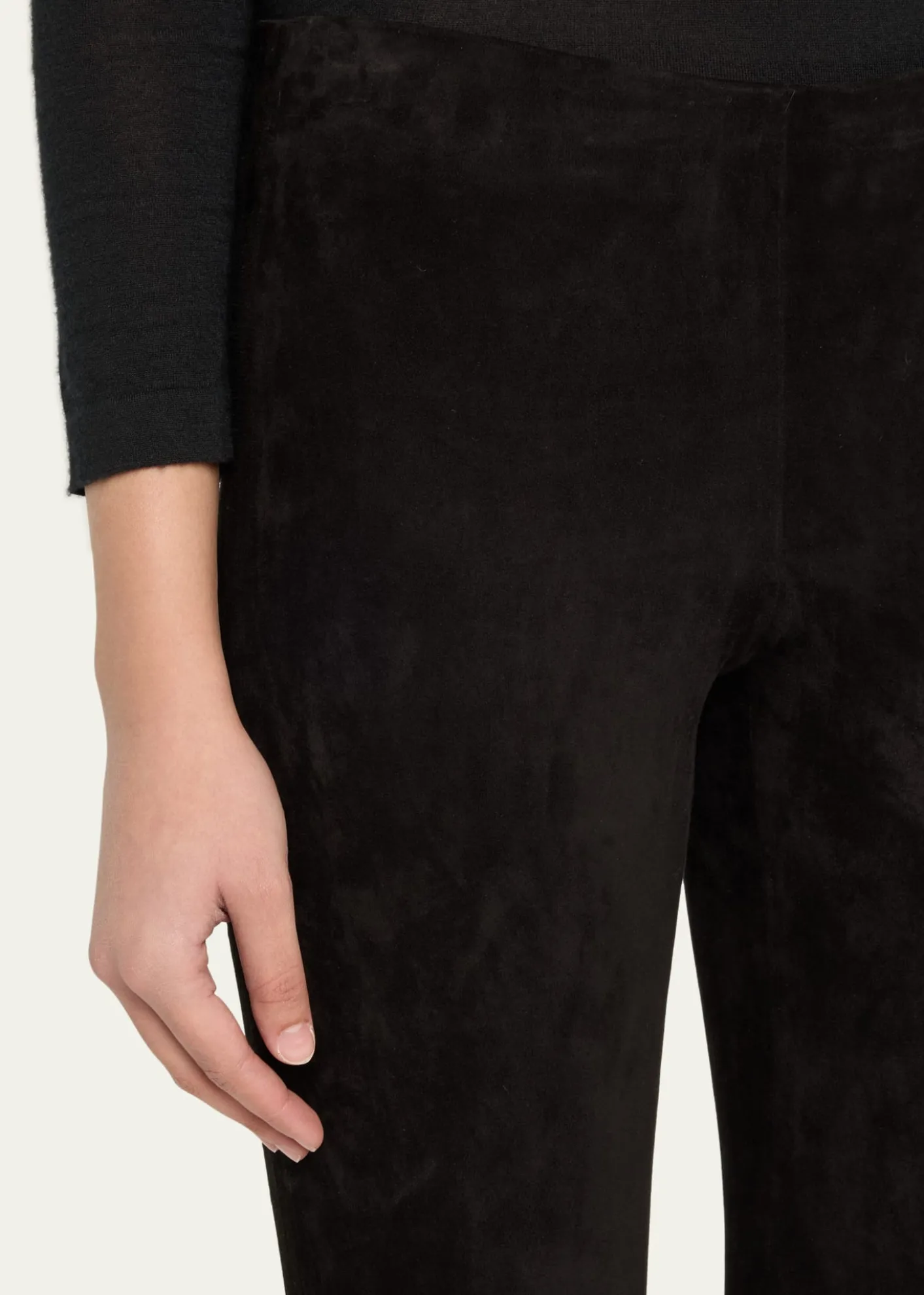 VinceStretch-Suede Split Hem Crop Pants