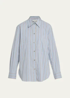 VinceStripe Button-Front Shirt