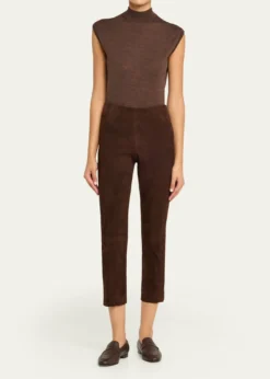 VinceSuede Split-Hem Cropped Pant