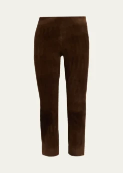 VinceSuede Split-Hem Cropped Pant