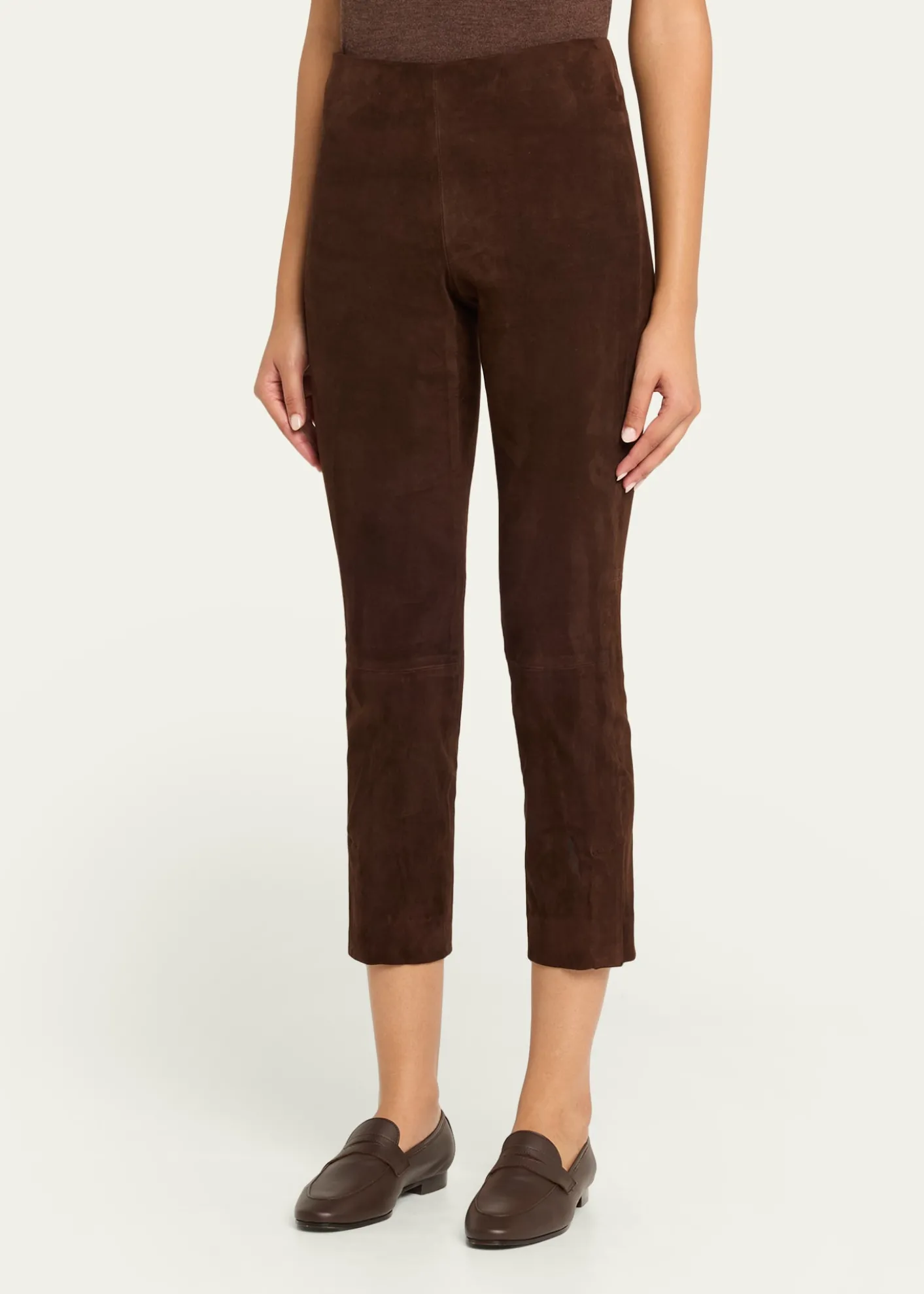 VinceSuede Split-Hem Cropped Pant