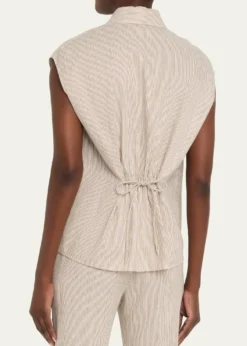 VinceTicking Stripe Cap-Sleeve Blouse