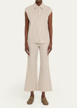 VinceTicking Stripe Cropped Flare Trousers