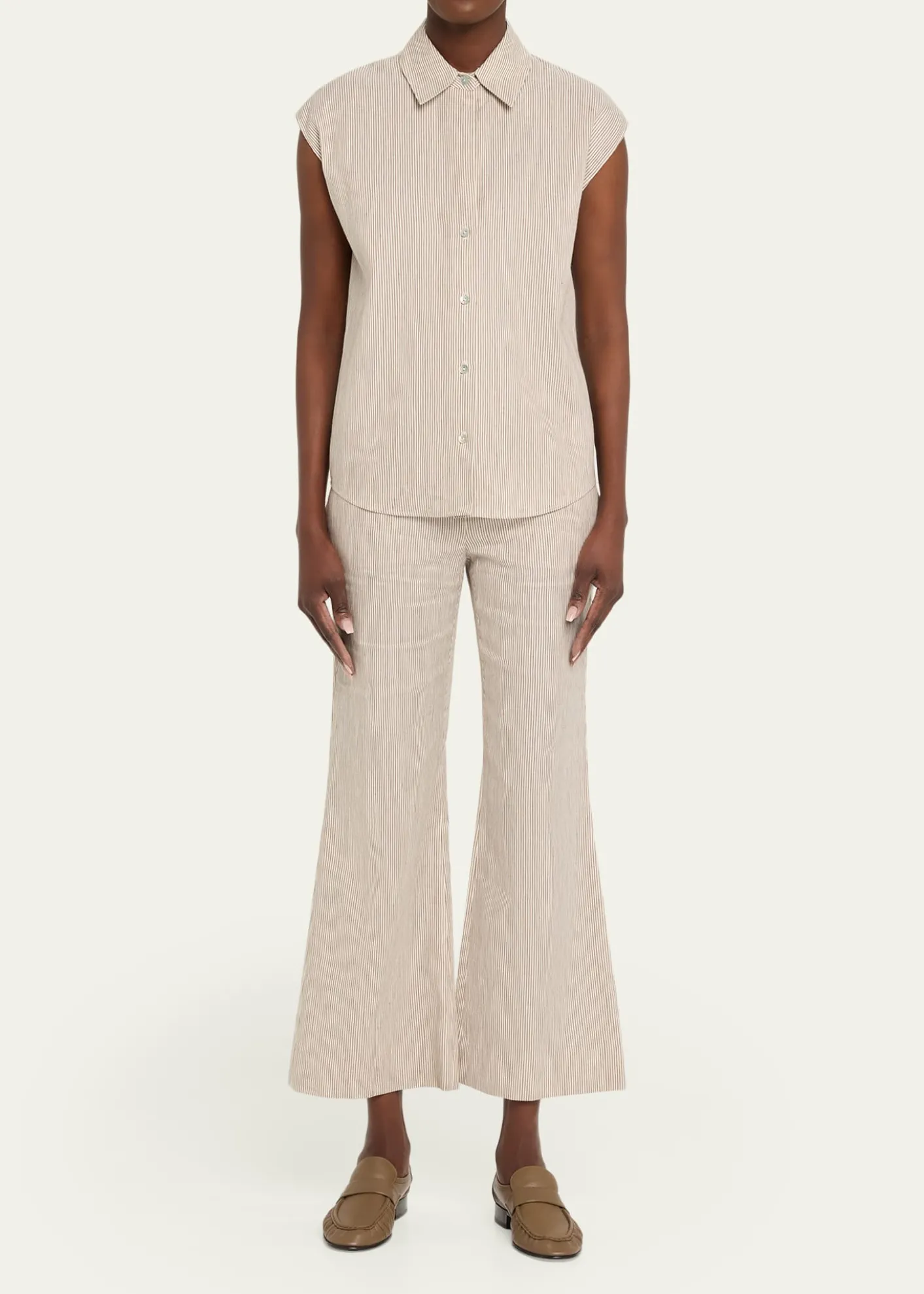 VinceTicking Stripe Cropped Flare Trousers