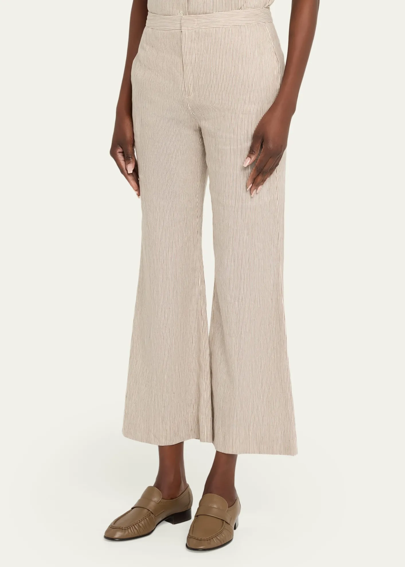 VinceTicking Stripe Cropped Flare Trousers