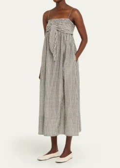 VinceTie-Front Gingham Midi Dress