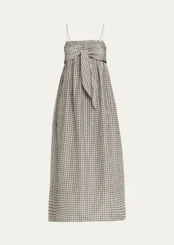 VinceTie-Front Gingham Midi Dress