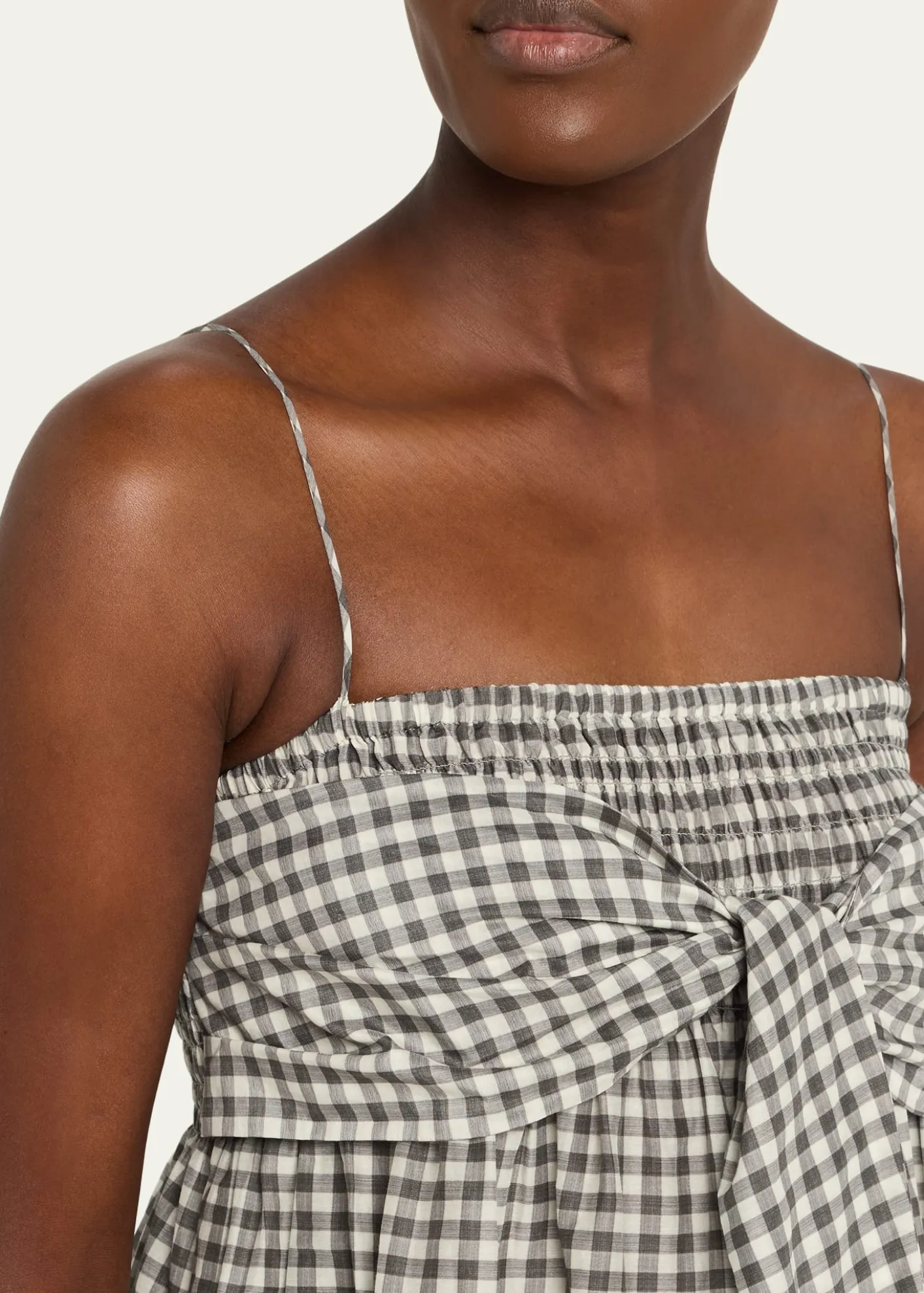 VinceTie-Front Gingham Midi Dress