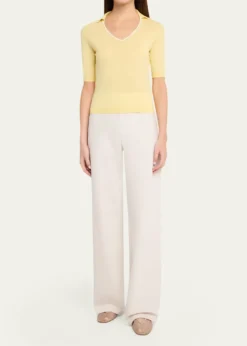 VinceTipped Elbow-Sleeve Knit Top