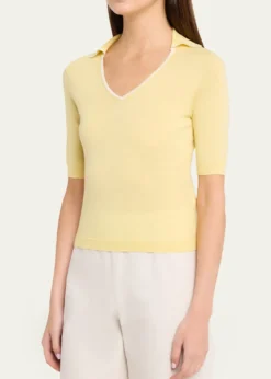 VinceTipped Elbow-Sleeve Knit Top