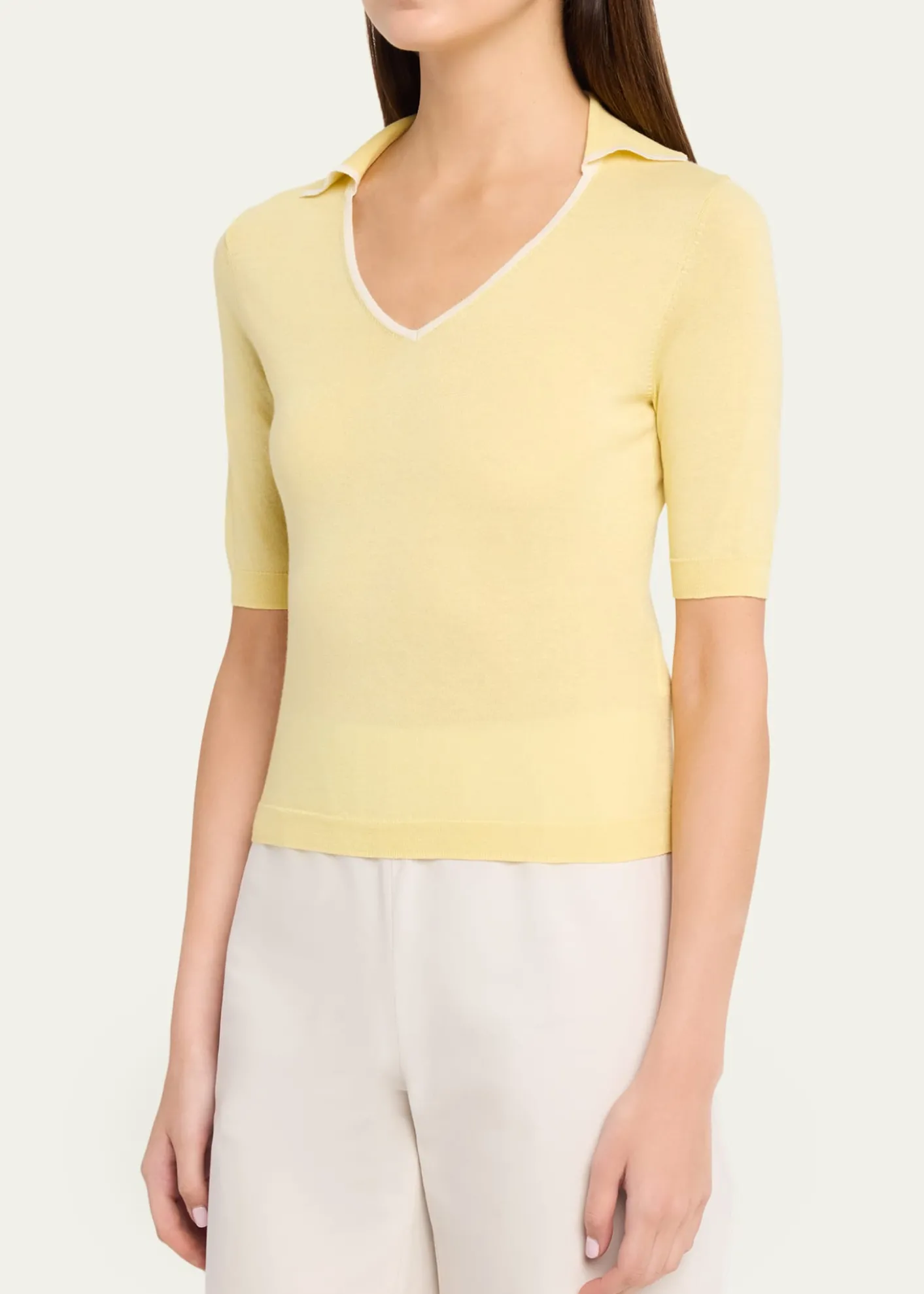 VinceTipped Elbow-Sleeve Knit Top