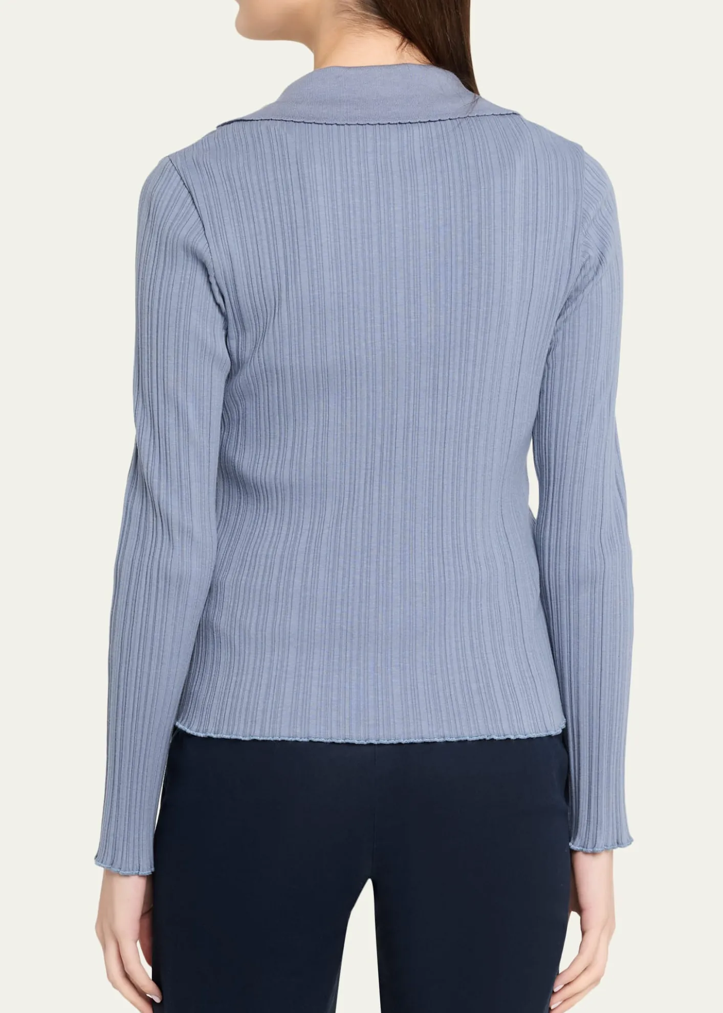 VinceVariegated Rib Polo Cardigan