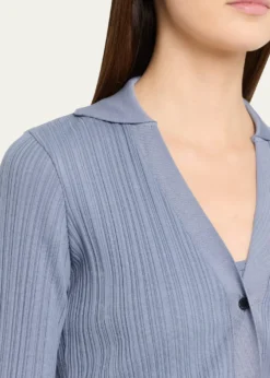 VinceVariegated Rib Polo Cardigan