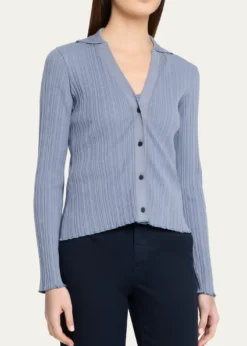 VinceVariegated Rib Polo Cardigan