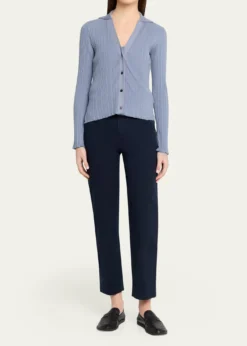VinceVariegated Rib Polo Cardigan