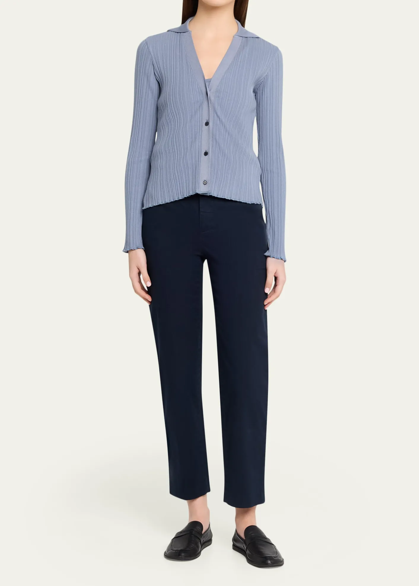 VinceVariegated Rib Polo Cardigan