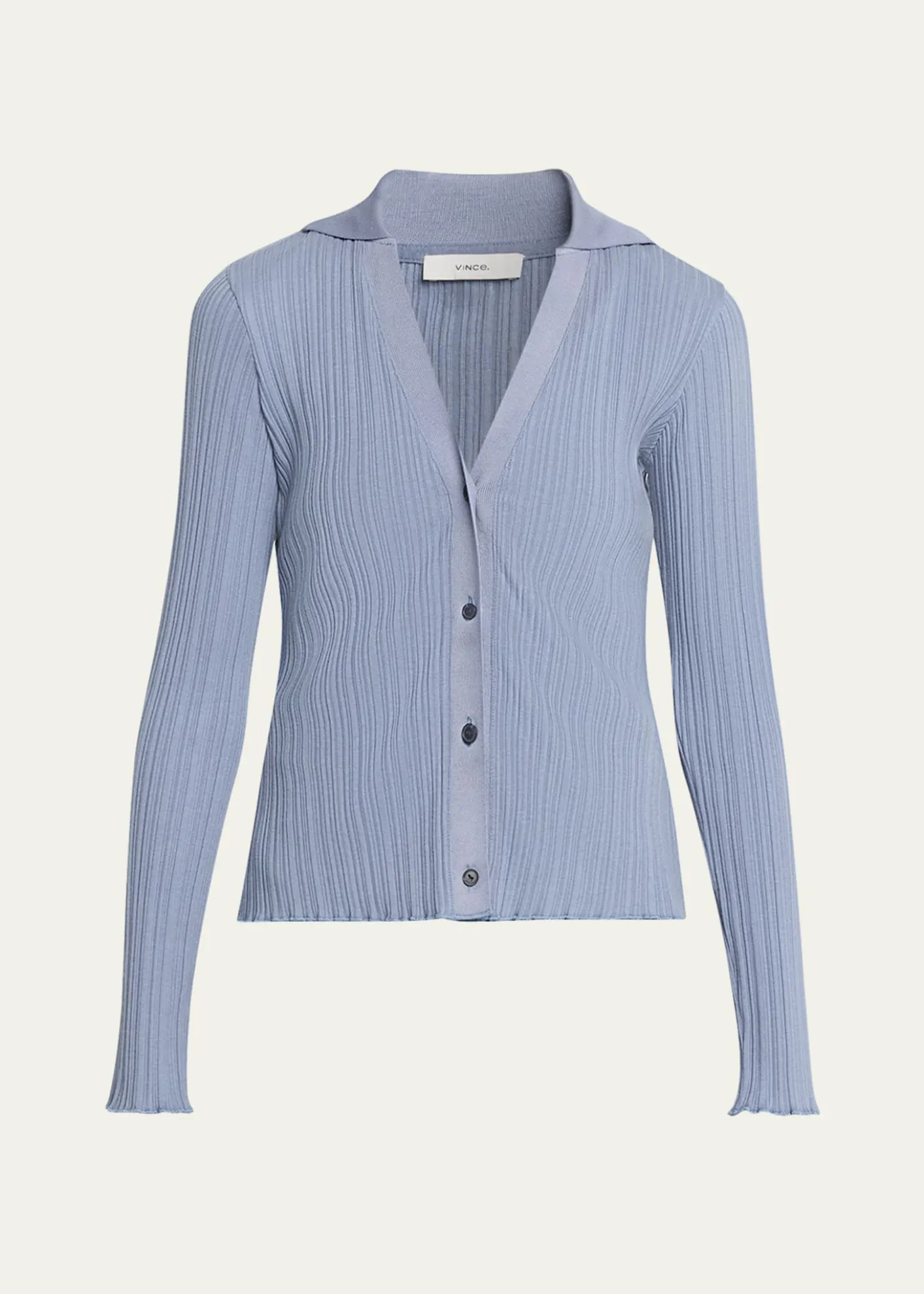 VinceVariegated Rib Polo Cardigan