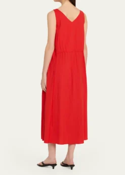 VinceV-Neck Linen Midi Dress
