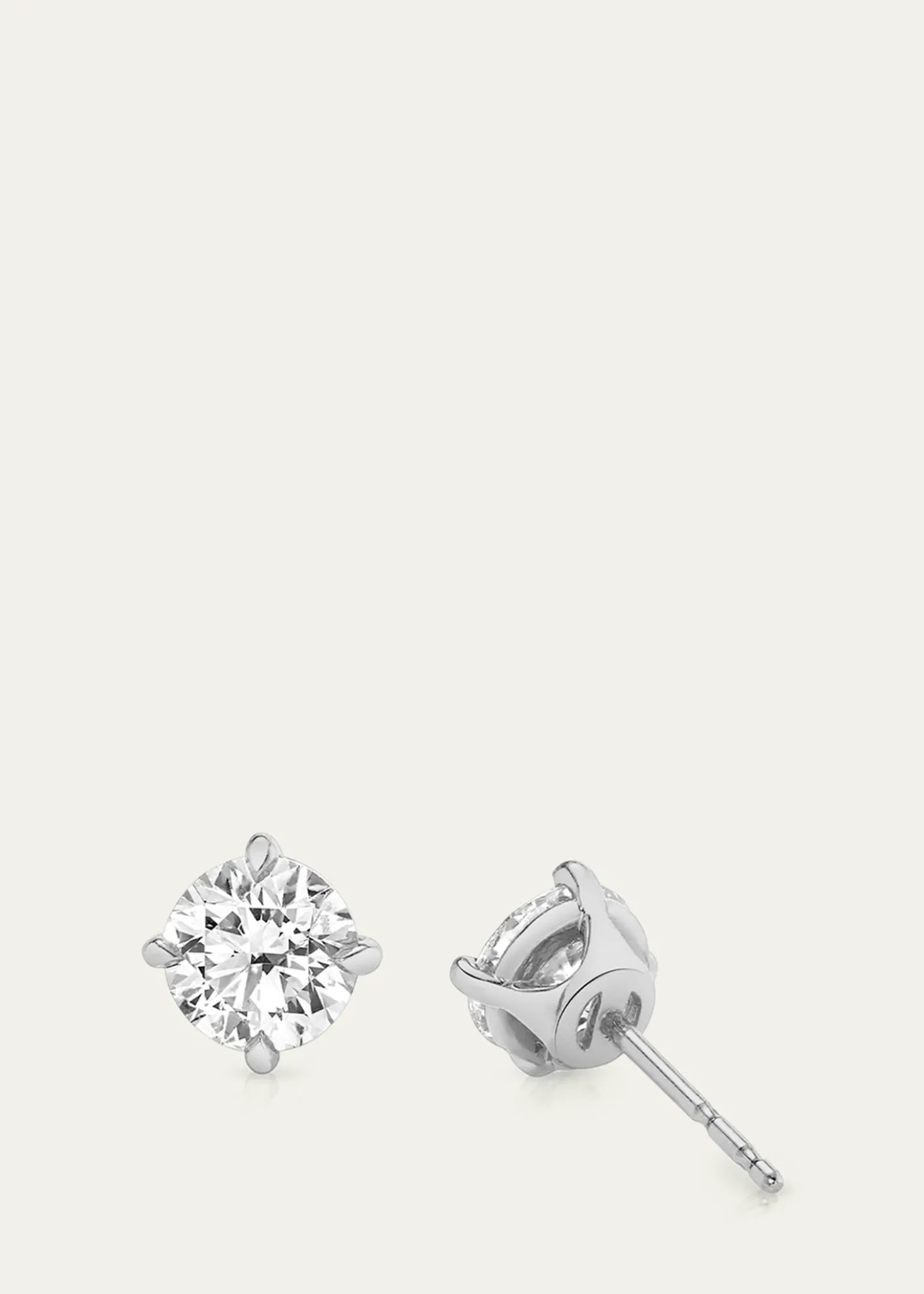 VRAI14K Gold Brilliant Round Solitaire Lab Grown Diamond Stud Earrings, 3.00tcw