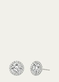 VRAI14K White Gold Brilliant Round Halo Lab Grown Diamond Stud Earrings, 2.00tcw