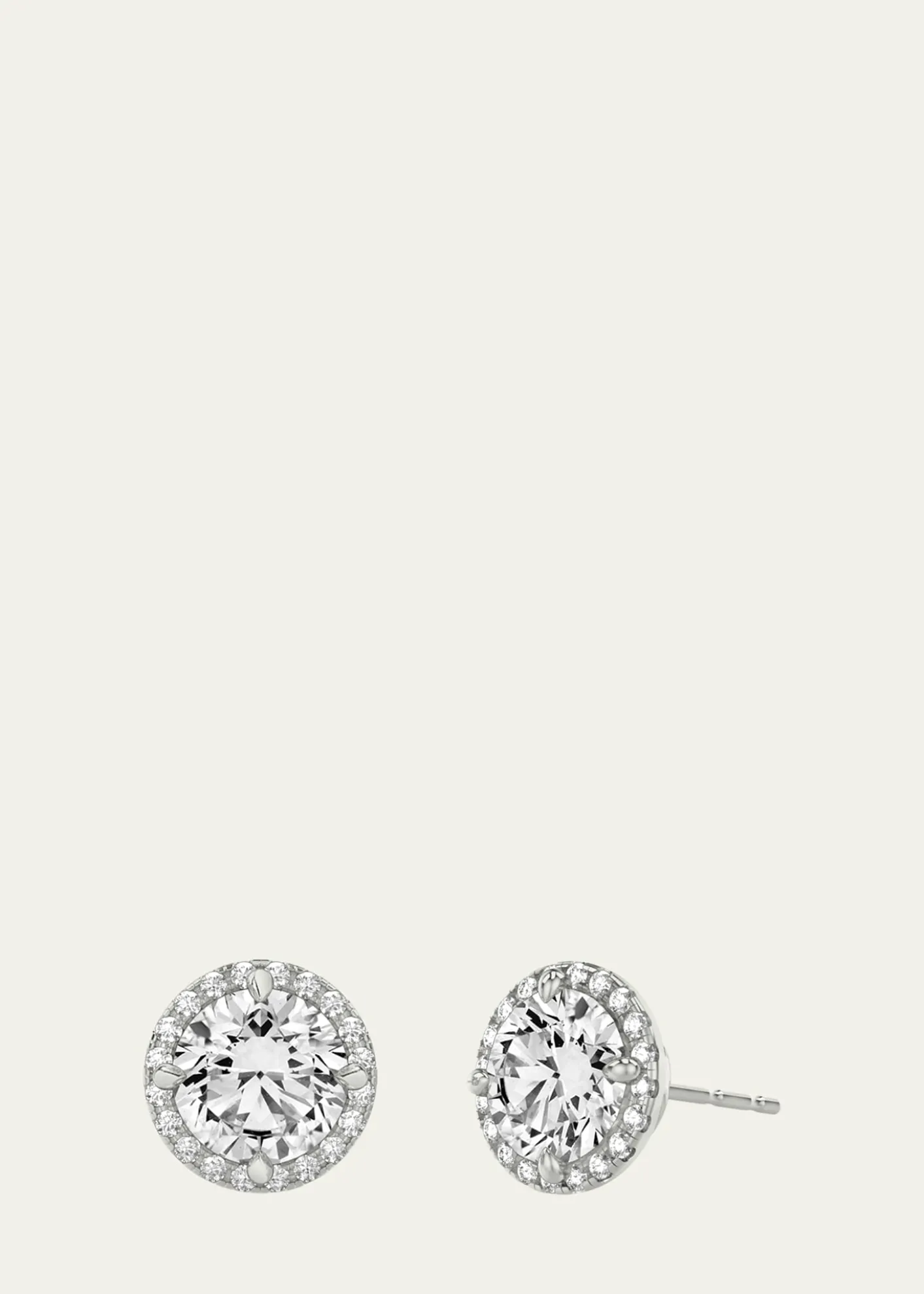VRAI14K White Gold Brilliant Round Halo Lab Grown Diamond Stud Earrings, 2.00tcw