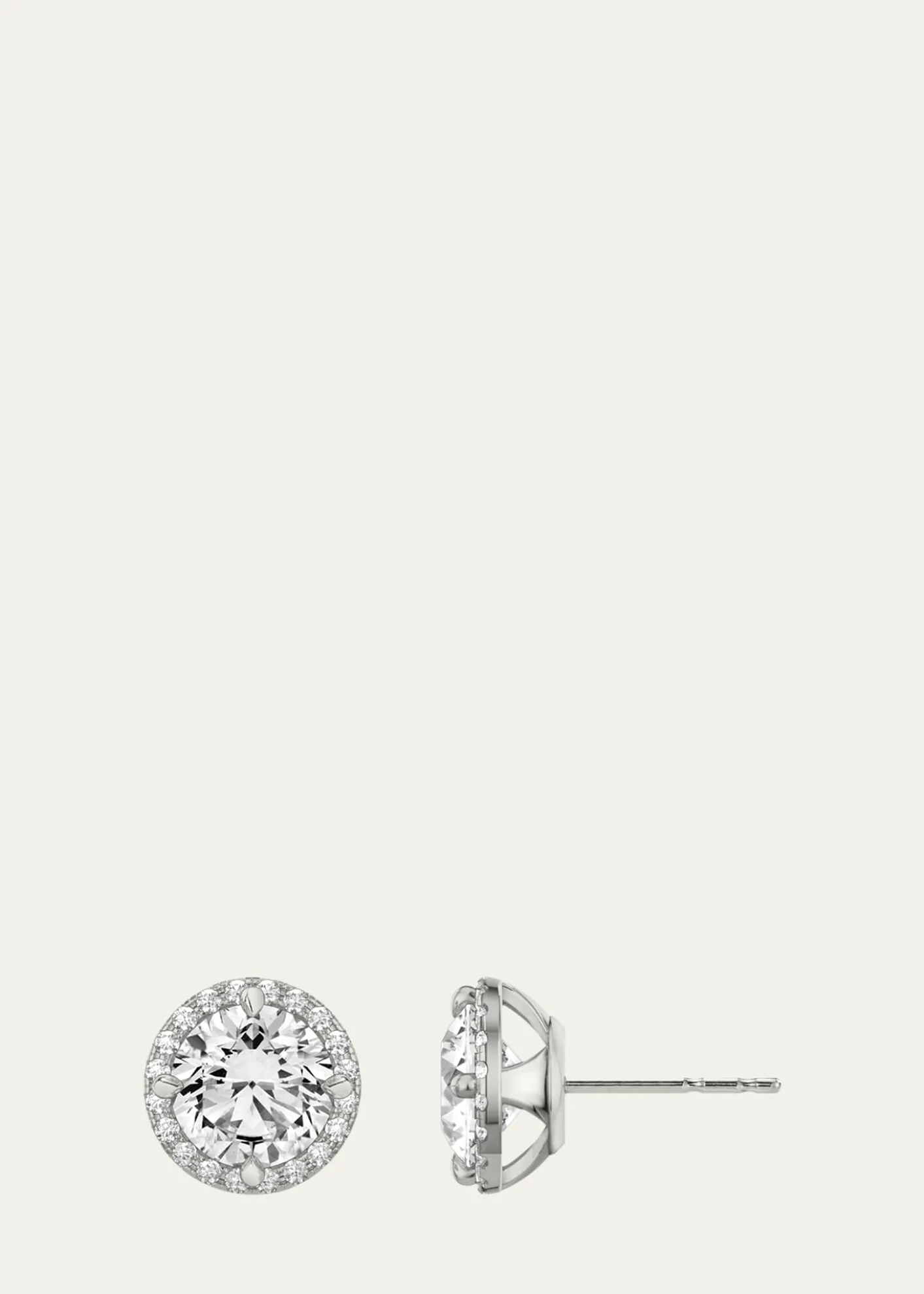 VRAI14K White Gold Brilliant Round Halo Lab Grown Diamond Stud Earrings, 2.00tcw