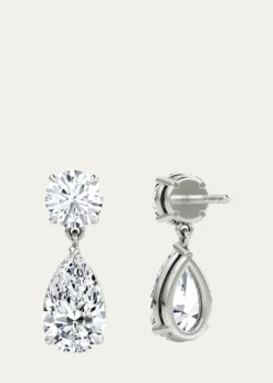 VRAI14K White Gold Duo Lab Grown Diamond Pear Drop Earrings, 3.00tcw