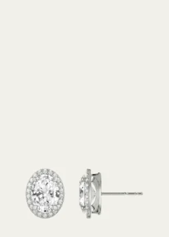 VRAI14K White Gold Oval Halo Lab Grown Diamond Stud Earrings, 2.00tcw