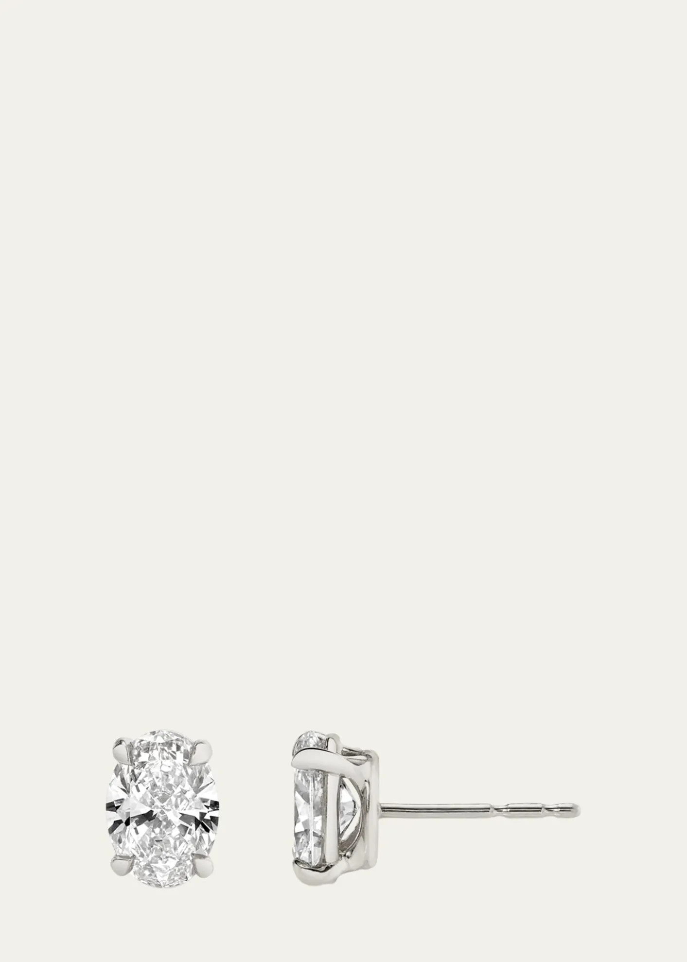 VRAI14K White Gold Oval Solitaire Lab Grown Diamond Stud Earrings, 1.00tcw