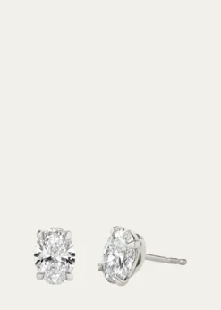 VRAI14K White Gold Oval Solitaire Lab Grown Diamond Stud Earrings, 1.00tcw