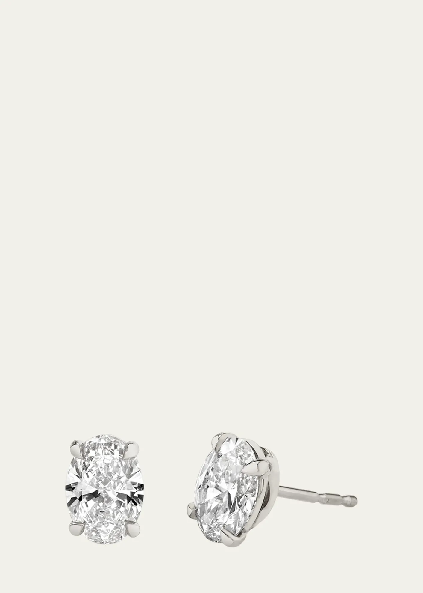 VRAI14K White Gold Oval Solitaire Lab Grown Diamond Stud Earrings, 1.00tcw