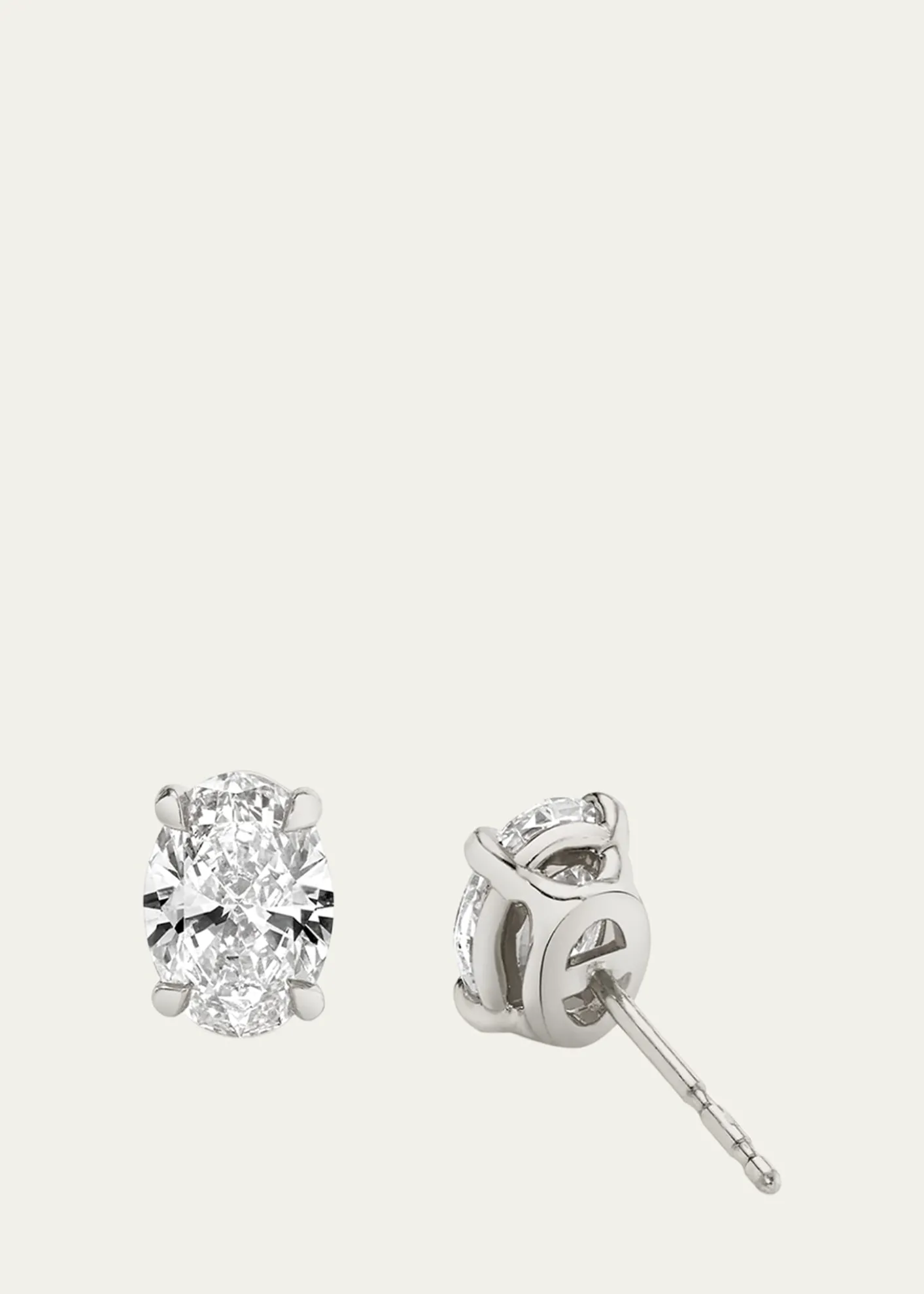VRAI14K White Gold Oval Solitaire Lab Grown Diamond Stud Earrings, 1.00tcw
