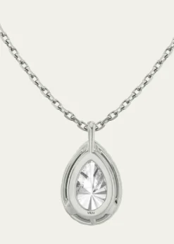 VRAI14K White Gold Pear-Cut Halo Lab Grown Diamond Pendant Necklace, 1.0tcw