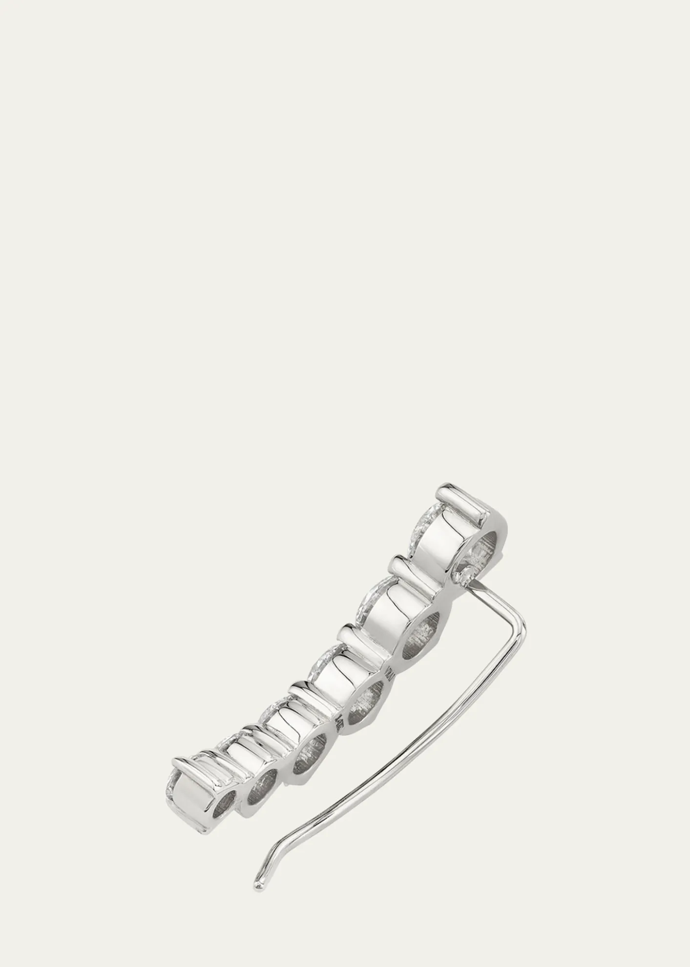 VRAI14K White Gold 6-Stone Brilliant Round Lab Grown Diamond Ear Climber, Single