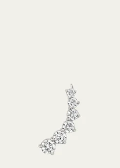 VRAI14K White Gold 6-Stone Brilliant Round Lab Grown Diamond Ear Climber, Single