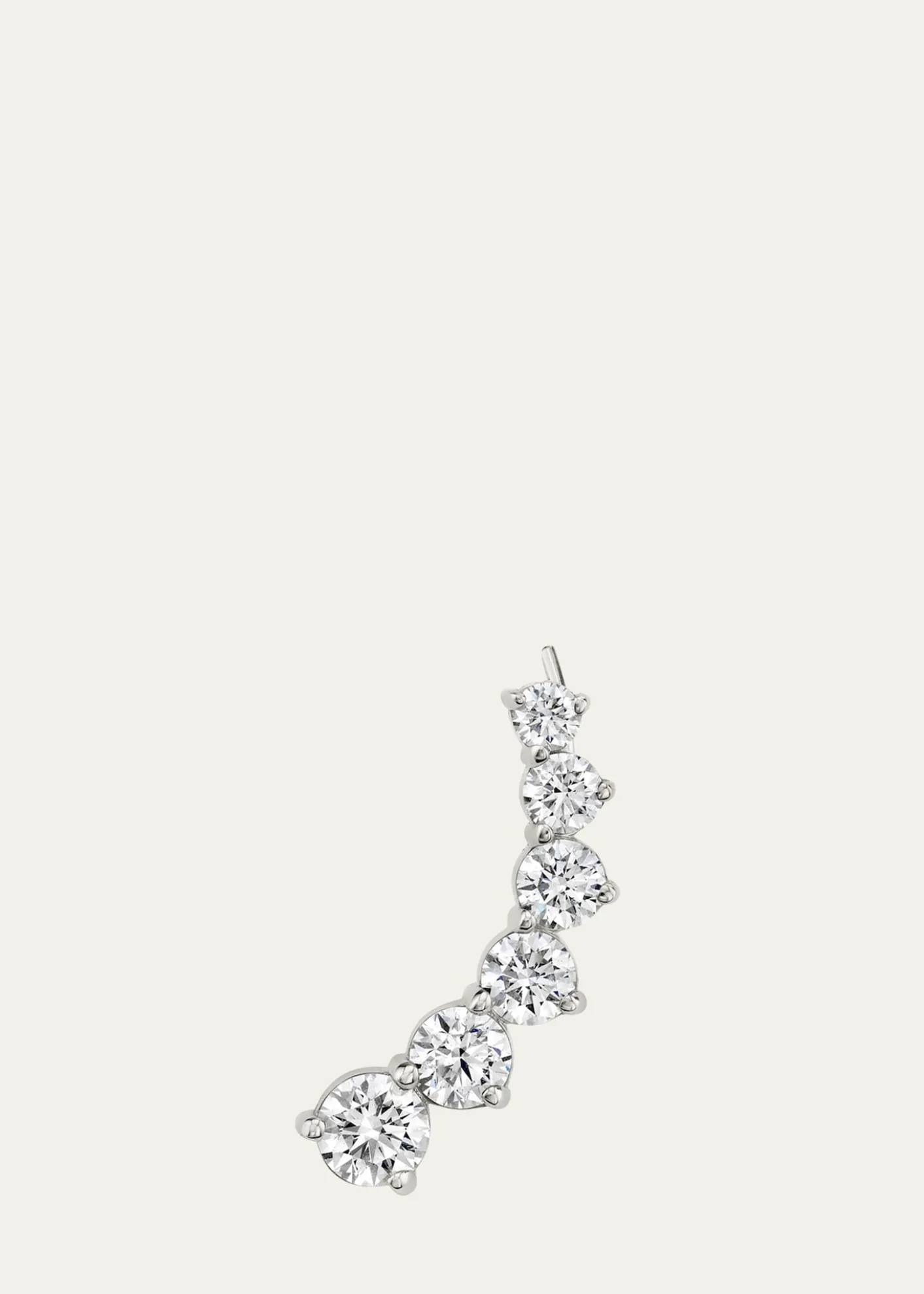 VRAI14K White Gold 6-Stone Brilliant Round Lab Grown Diamond Ear Climber, Single